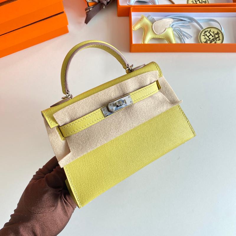 Hermes Kelly Mini Second Generation 22EP 1Z Chicken Yellow Silver Button